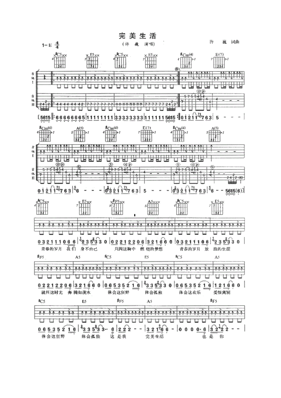 完美生活 吉他谱.docx_第1页