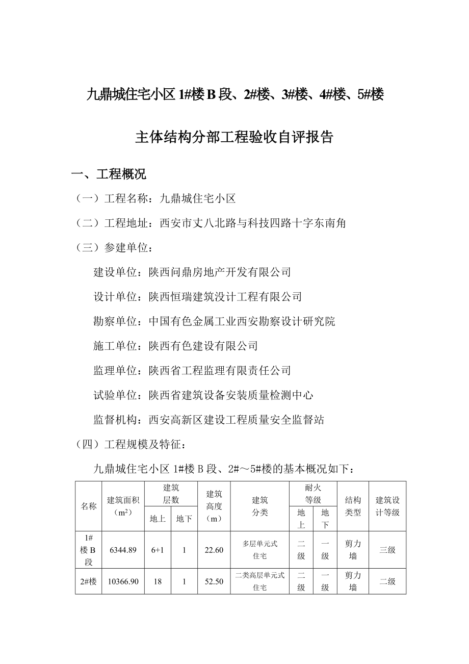 住宅小区主体结构分部工程验收自评报告.doc_第3页