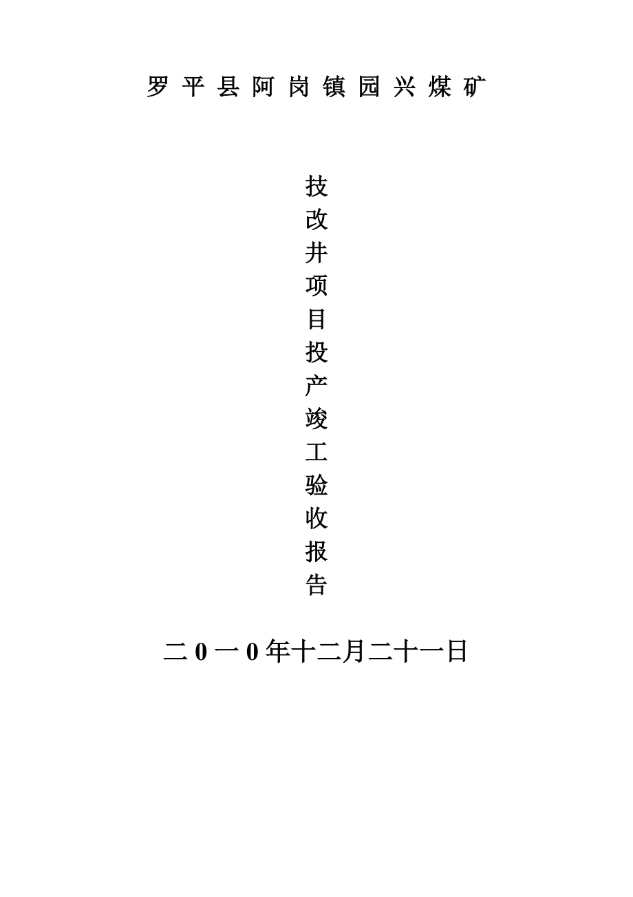 煤矿技改井投产项目竣工验收报告.doc_第1页