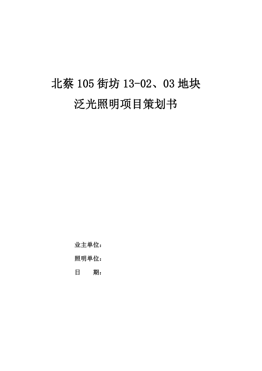 北蔡105街坊1302、03地块泛光照明项目策划书.doc_第1页