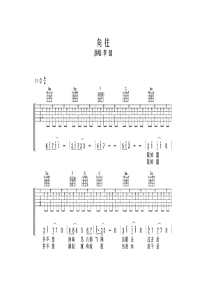 向往吉他谱C调向往是李健作词作曲并演唱的一首歌曲收录于其2005年发行专辑为你而来和2013年发行专辑李健拾光中吉他谱.docx