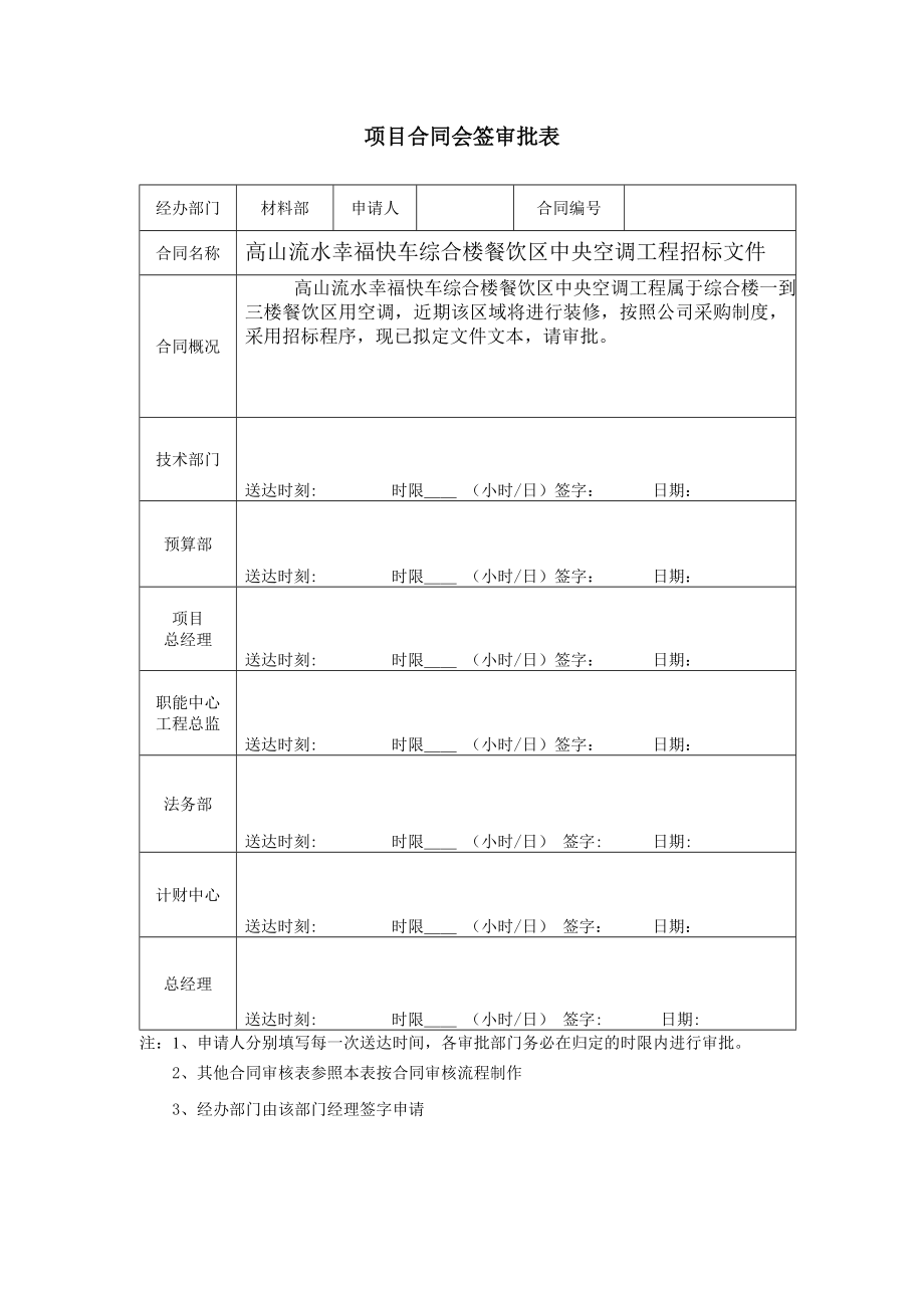 高山流水幸福快车招标文件(综合楼餐饮区空调通风系统)1.doc_第1页