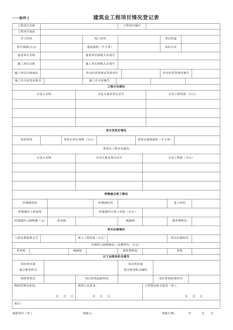 建筑业工程项目情况登记表.doc建筑安装工程项目备案登记表.doc_第1页