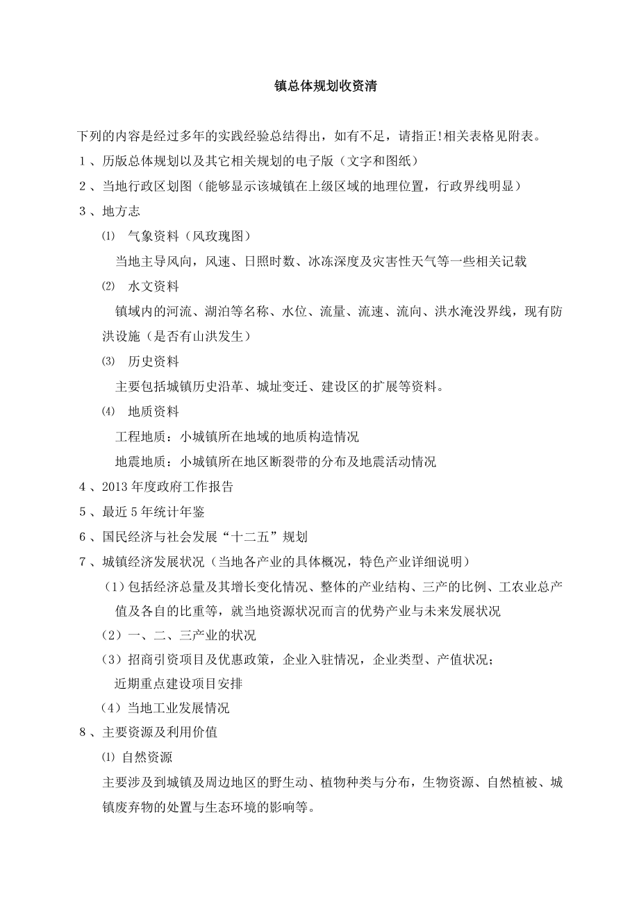 镇总体规划资料收集清单.doc_第1页