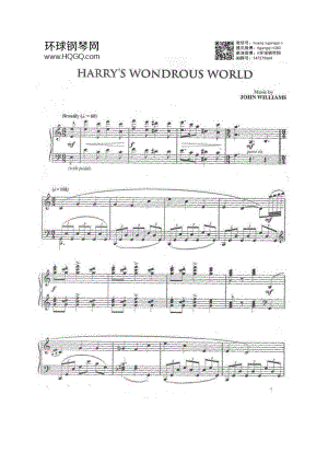 HARRY'S WONDROUS WORLD（选自电影《哈利波特与密室》原声乐钢琴谱合集） 钢琴谱.docx