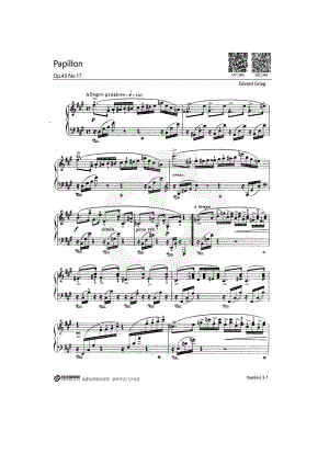 Papillon Op.43 No.17 钢琴谱.docx