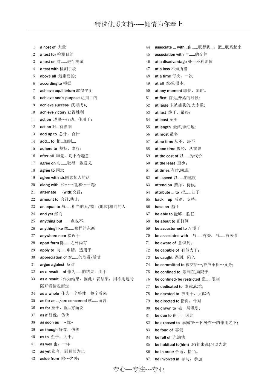 大学英语四级词组及固定搭配汇总.doc_第1页