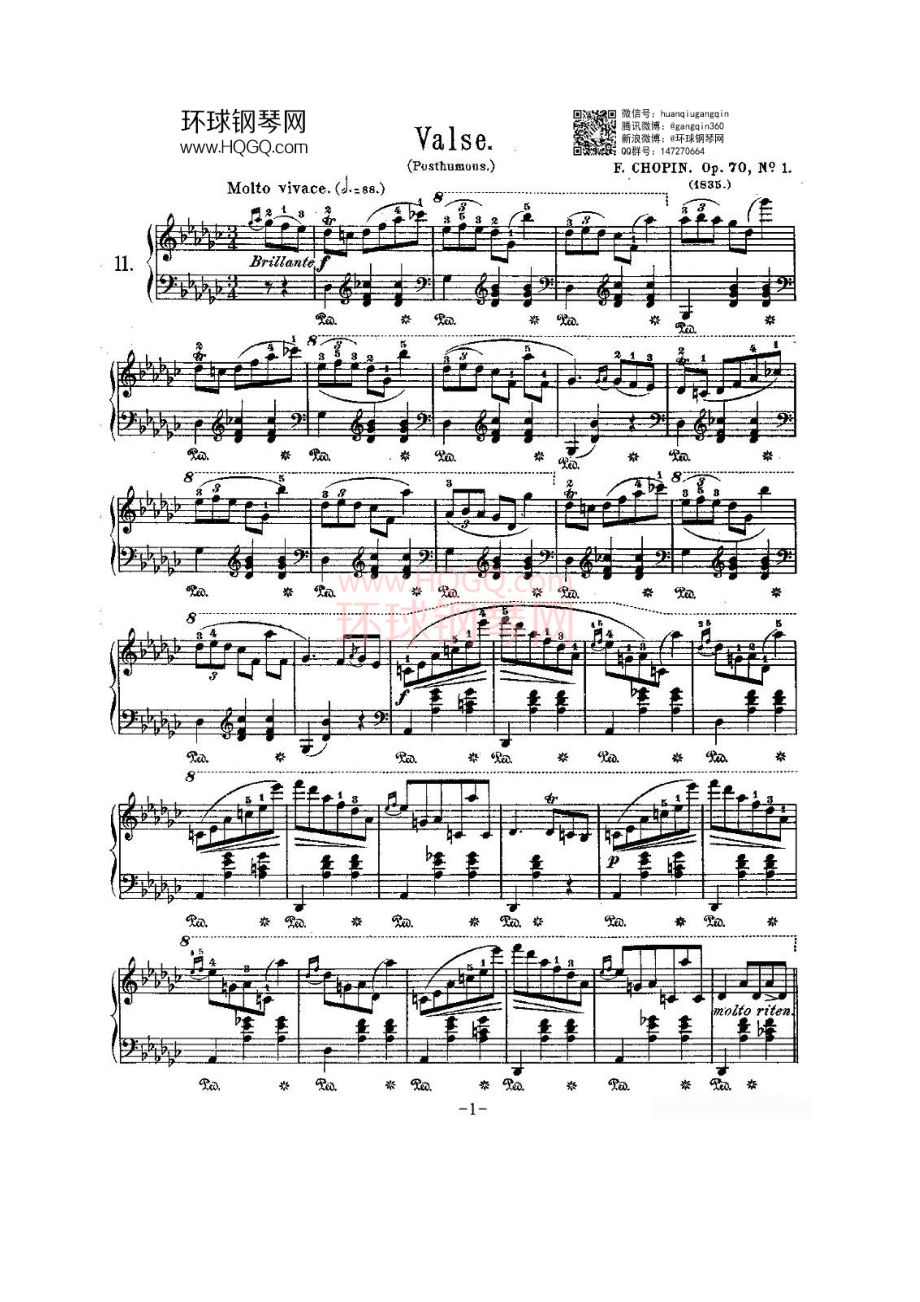 valseOp.70, No.1 钢琴谱.docx_第1页