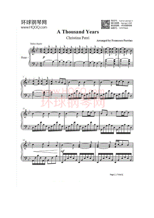 A Thousand Years（暮光之城4插曲） 钢琴谱.docx
