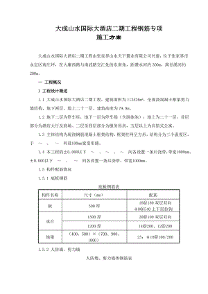 大成山水国际大酒店二期工程钢筋专项施工方案.doc