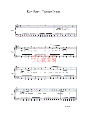 Teenage Dream 钢琴谱.docx