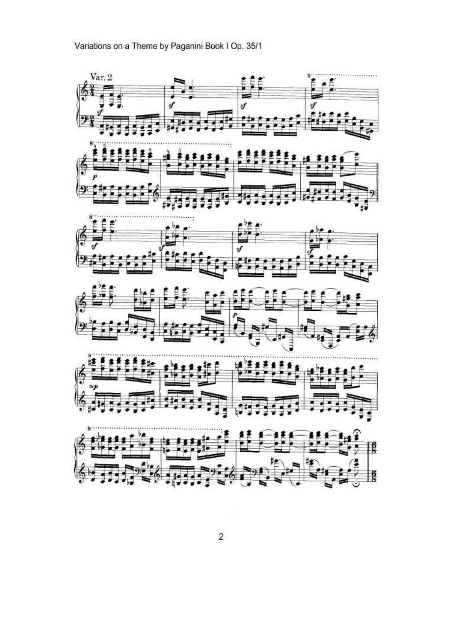 勃朗姆斯 帕格尼尼变奏曲 Brahms Variation on a Theme by Paganini 钢琴谱.docx_第2页