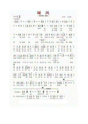 暖风 简谱暖风 吉他谱 吉他谱_4.docx