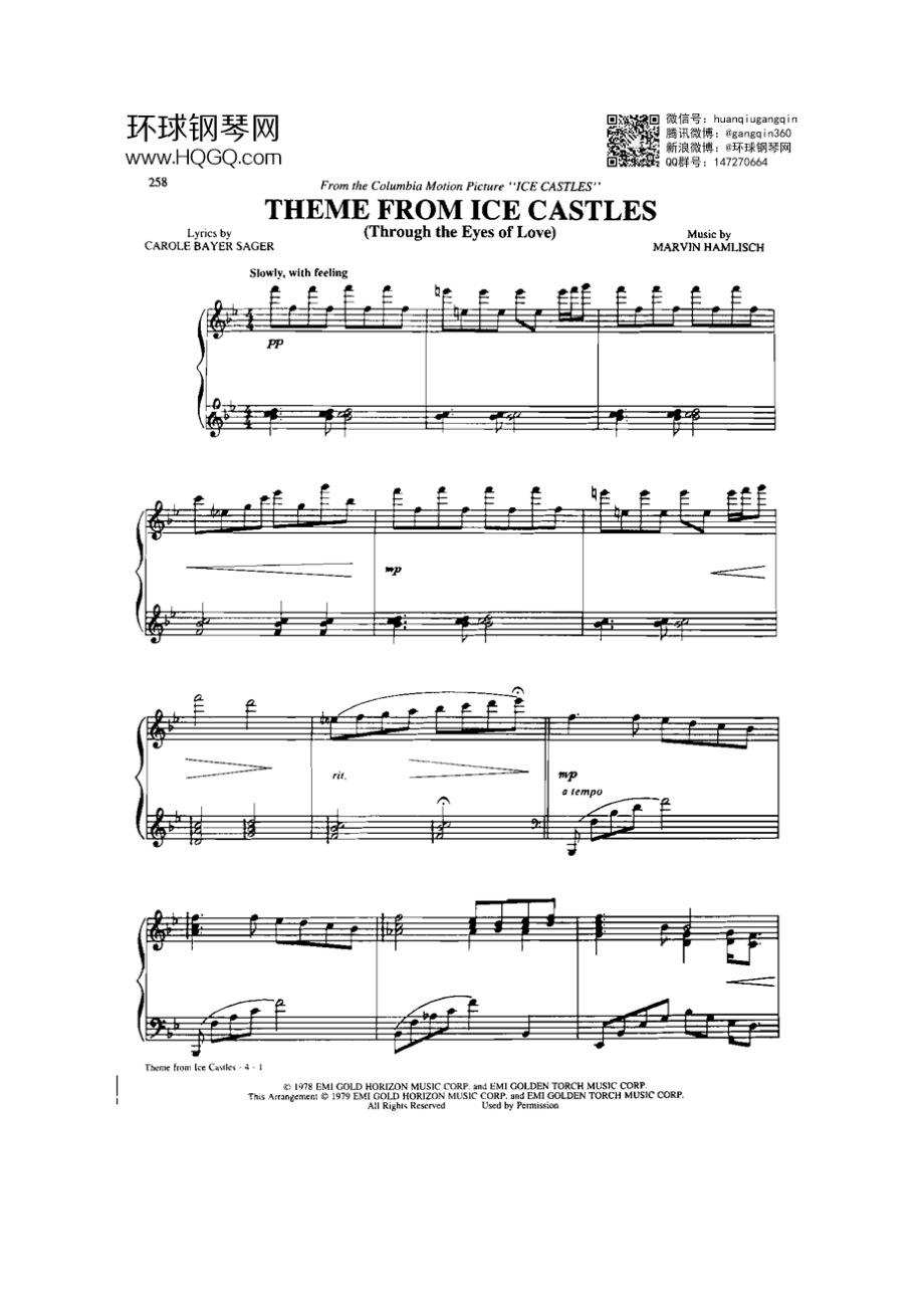 THEME FROM ICE CASTLES（选自《77首Dan Coates 流行情调钢琴谱》） 钢琴谱.docx_第1页