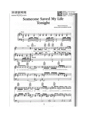 SOMEONE SAVED MY LIFE TONIGHT(选自《Love song 原版钢琴谱17首》) 钢琴谱.docx