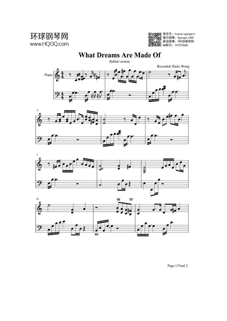 What Dreams Are Made Of 钢琴谱.docx_第1页