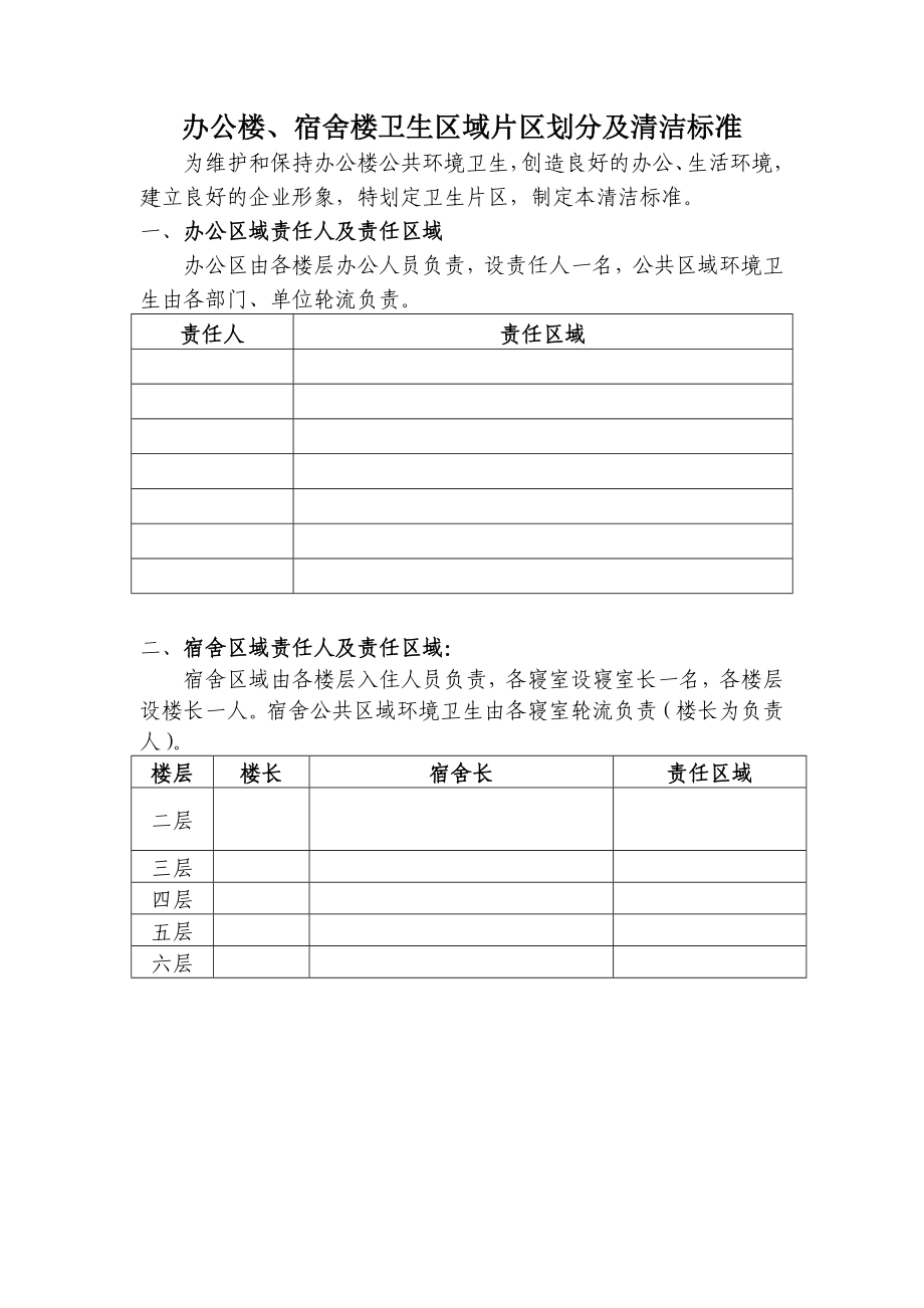 办公楼、宿舍楼卫生区域片区划分及清洁标准.doc_第1页