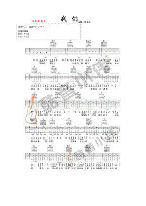 陈奕迅《我们》吉他谱六线谱 C调指法编配简单版（酷音小伟吉他编配制作） 吉他谱.docx