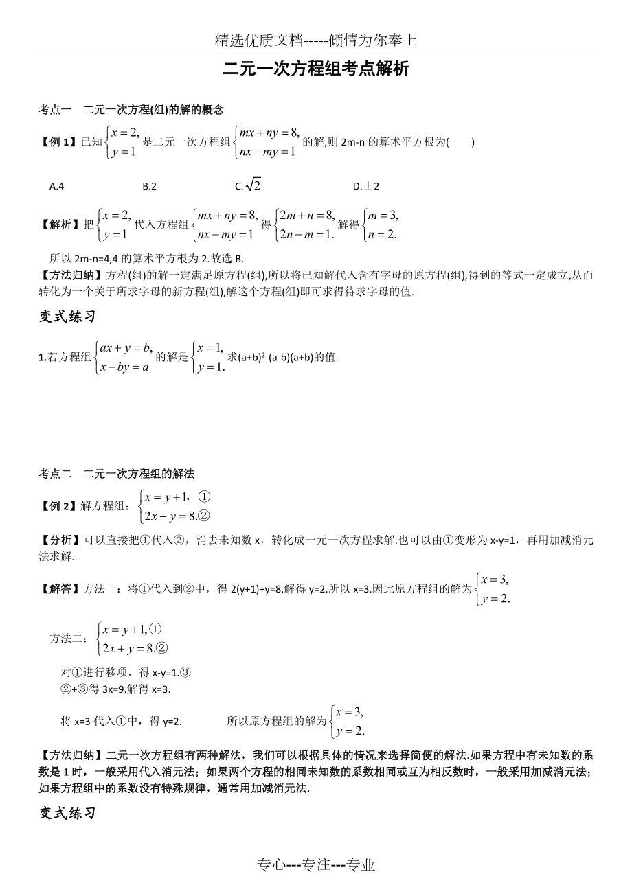 二元一次方程组考点总结及练习.doc_第1页