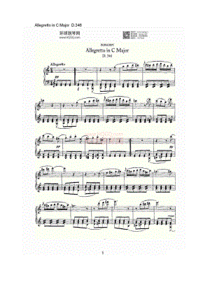 Allegretto in C Major D.346（C大调快板D.346） 钢琴谱.docx