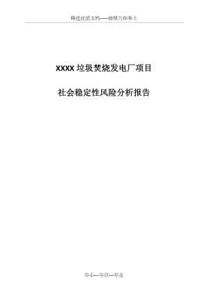 XXXX垃圾焚烧发电厂项目社会稳定风险分析报告.docx