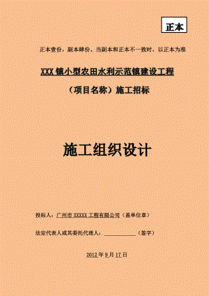 小型农田水利示范镇建设工程施工组织设计.doc