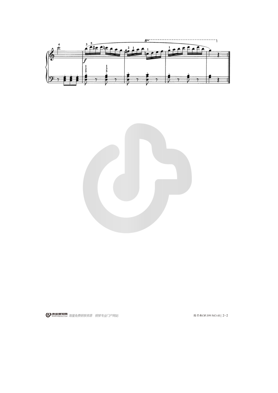 练习曲op.599 No.45（广东省音协新编钢琴考级2级） 钢琴谱.docx_第2页