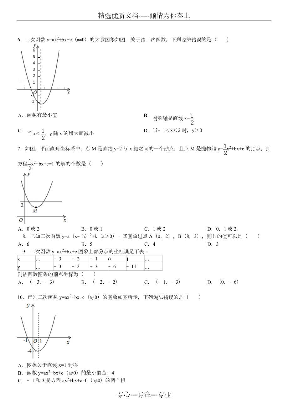 二次函数图像和性质习题精选.doc_第2页