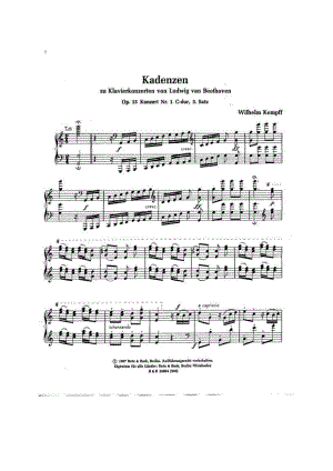 Cadenzas to Beethoven s Piano Concerto No[1].1 Op.15 华彩段（原版、戈多夫斯基、肯普夫版） 钢琴谱.docx