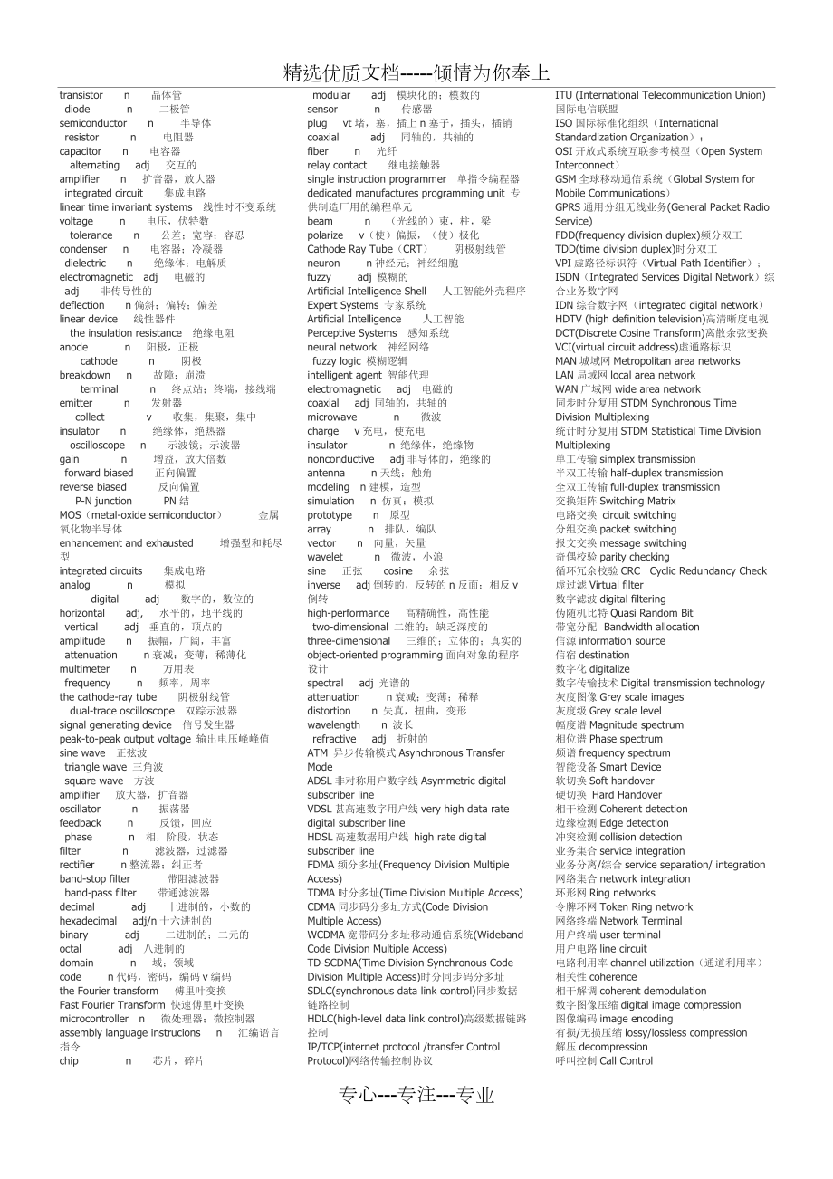 电子信息工程专业英语词汇(精华整理版).doc_第1页