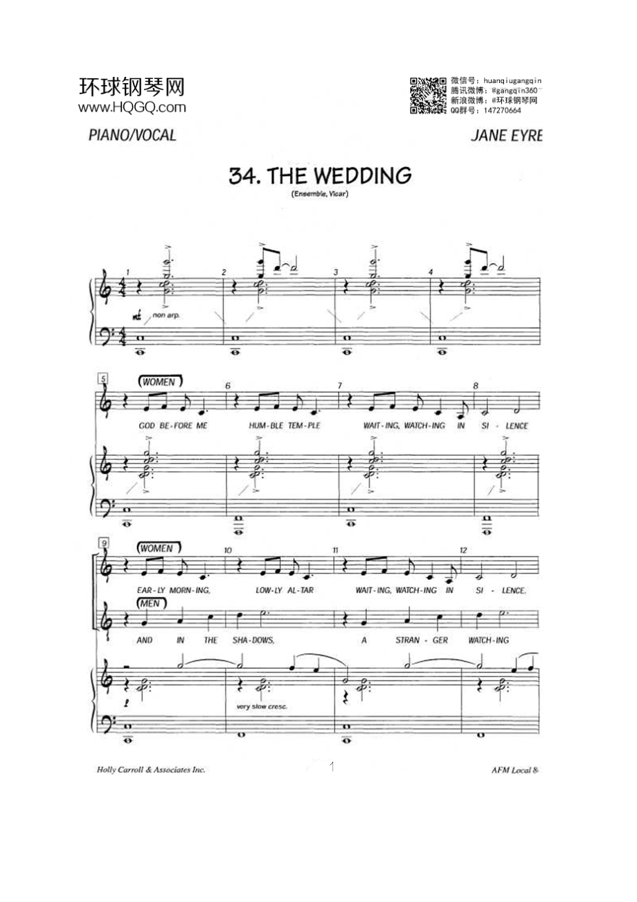 THEWEDDING（选自百老汇音乐剧简爱JaneEyre全剧原版伴奏钢琴谱）钢琴谱.docx_第1页