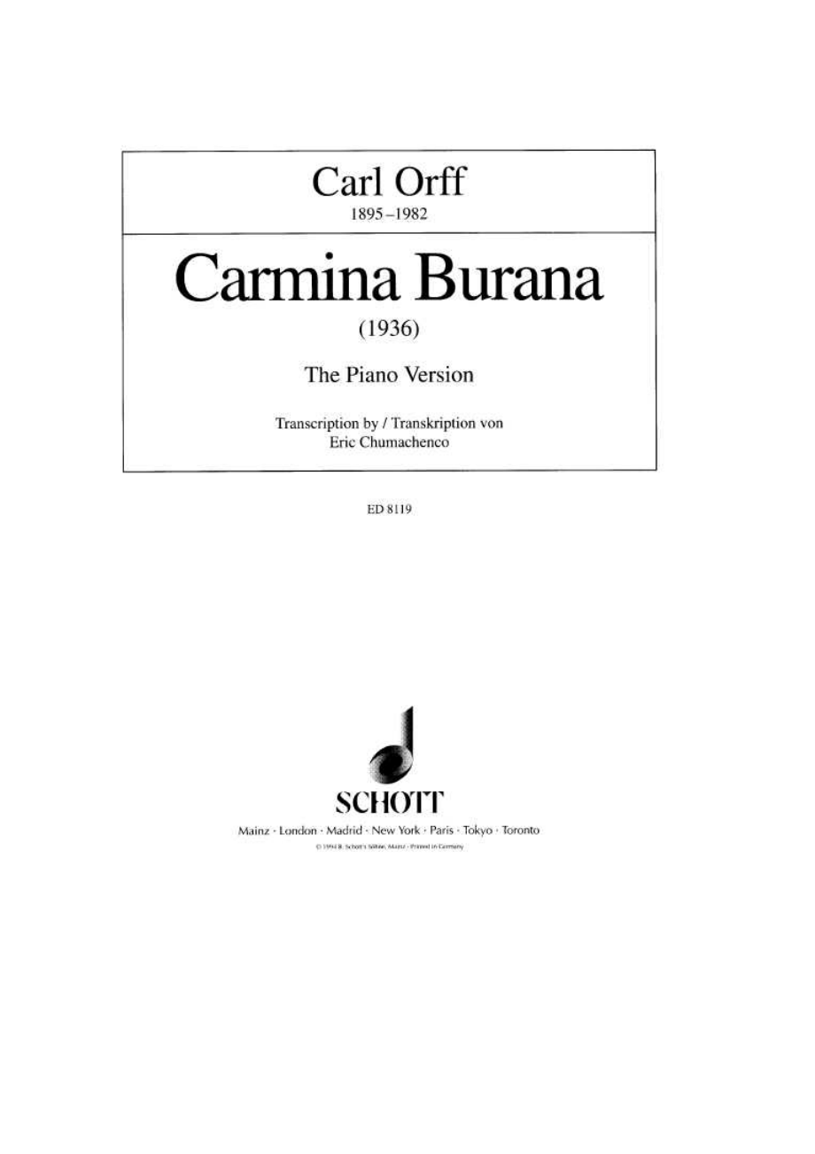 布兰诗歌 Carmina Burana 钢琴谱.docx_第1页
