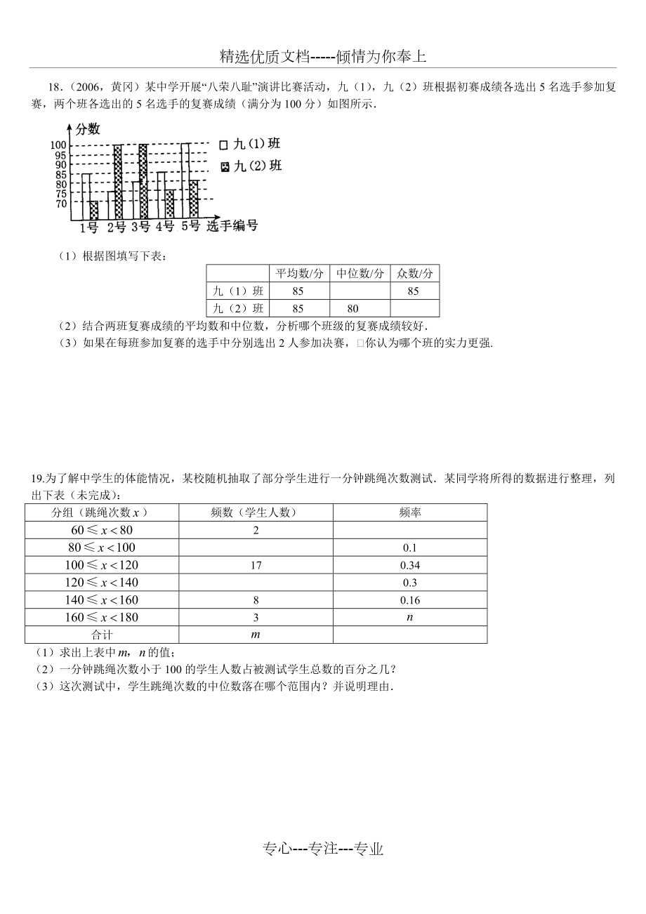 八年级中位数与众数练习题含答案.doc_第3页