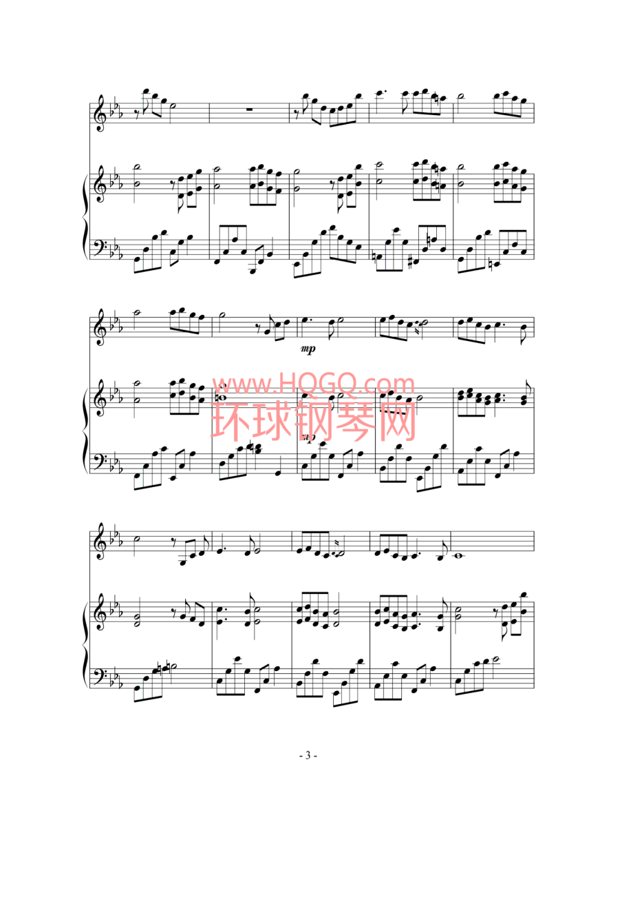 神秘园之歌（钢琴小提琴合奏谱） 钢琴谱.docx_第3页