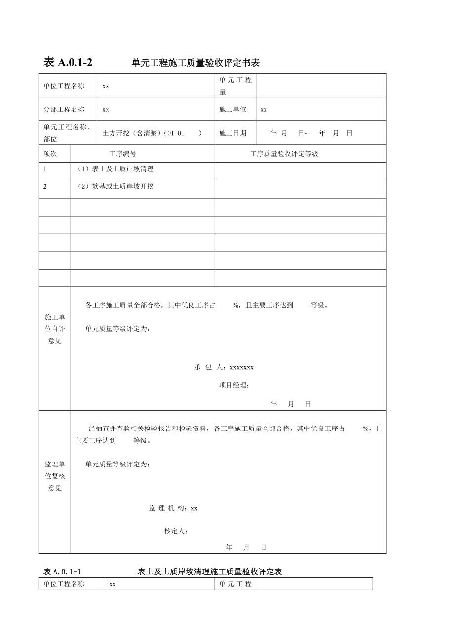 最新的单元工程施工质量评定表(例表).doc_第2页