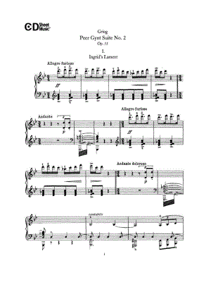 Peer Gynt Suite No.2 Op.55 钢琴谱.docx