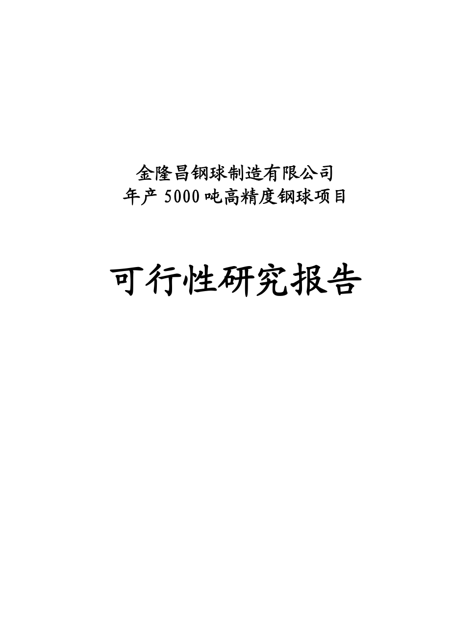 泰安金隆昌产5000吨高精度钢球项目可行性研究报告.doc_第1页