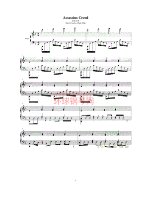 Assassins Creed（刺客信条）组曲 钢琴谱.docx