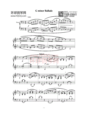 G minor Ballade（G小调叙事曲 [版本一]） 钢琴谱.docx