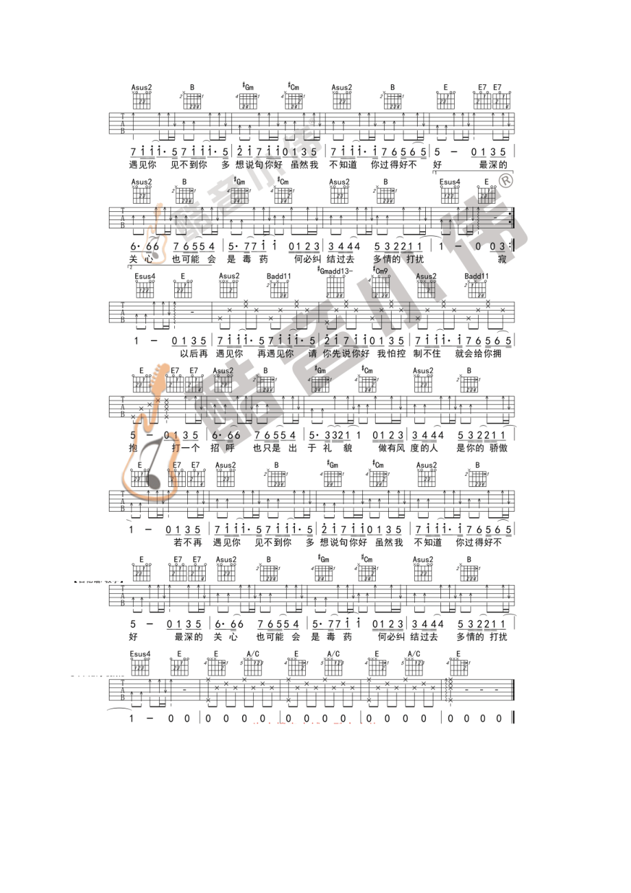 请先说你好吉他谱 贺一航 E调中级版 附视频演示及教学E调指法酷音小伟吉他编配制作 吉他谱.docx_第2页