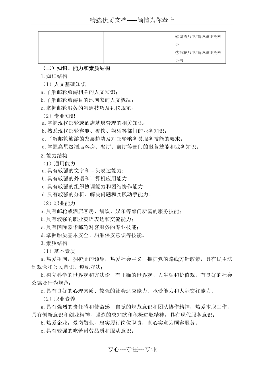 国际邮轮乘务管理专业人才培养方案.doc_第2页