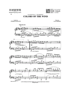 COLORS OF THE WND（选自《77首Dan Coates 流行情调钢琴谱》） 钢琴谱.docx