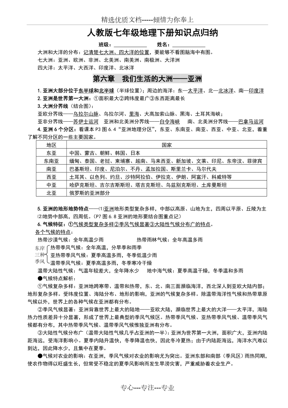 人教版七年级地理下册知识点归纳.doc_第1页