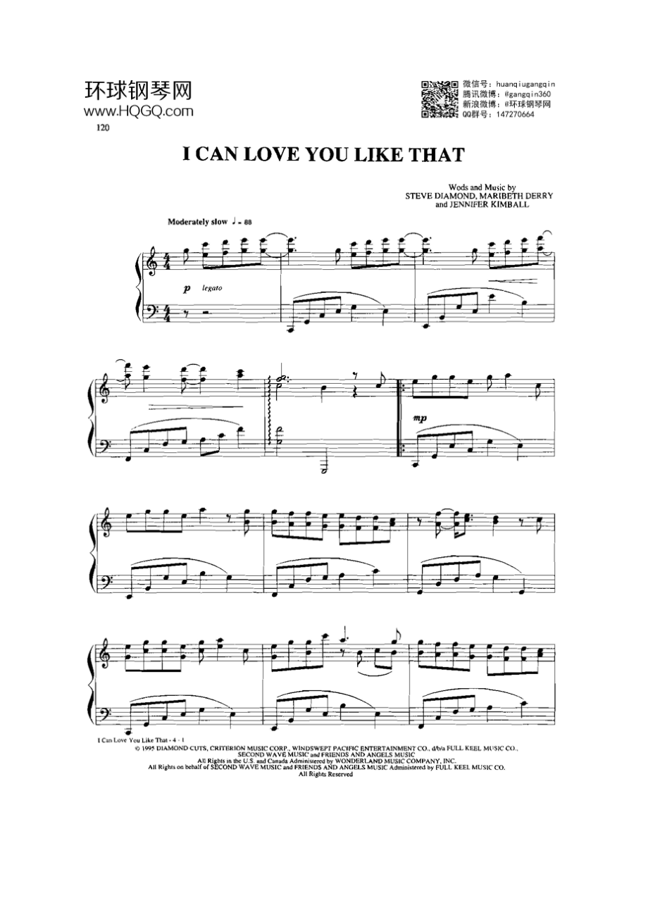 I CAN LOVE YOU LIKE THAT（选自《77首Dan Coates 流行情调钢琴谱》） 钢琴谱.docx_第1页