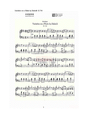 Variation on a Waltz by Diabelli D.718（Diabelli华尔） 钢琴谱.docx