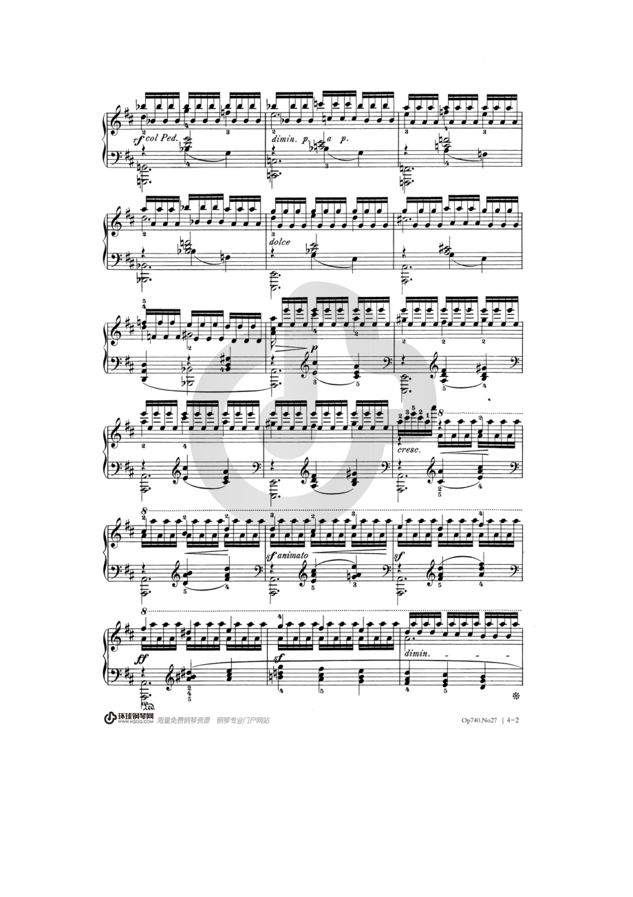 车尔尼《钢琴练习曲50首Op.740》——No.27 钢琴谱.docx_第2页
