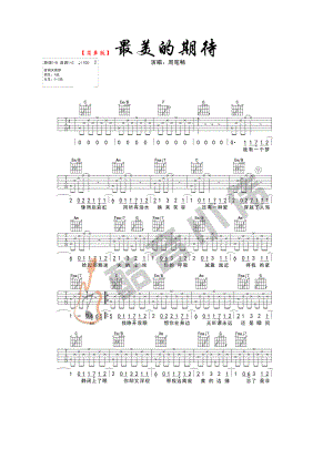 最美的期待吉他谱六线谱 周笔畅 C调简单版高清弹唱谱 酷音小伟吉他编 吉他谱.docx