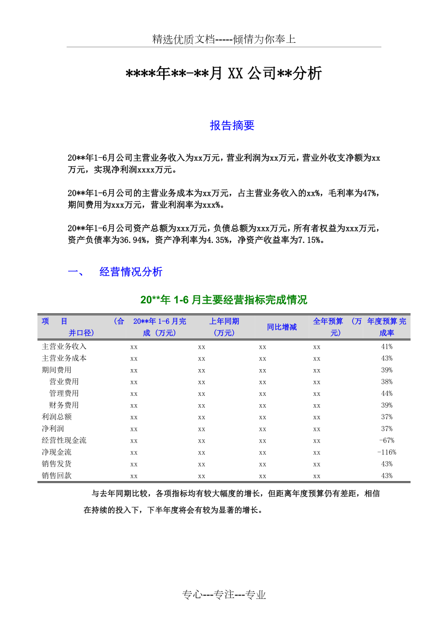 财务分析报告模板.doc_第1页