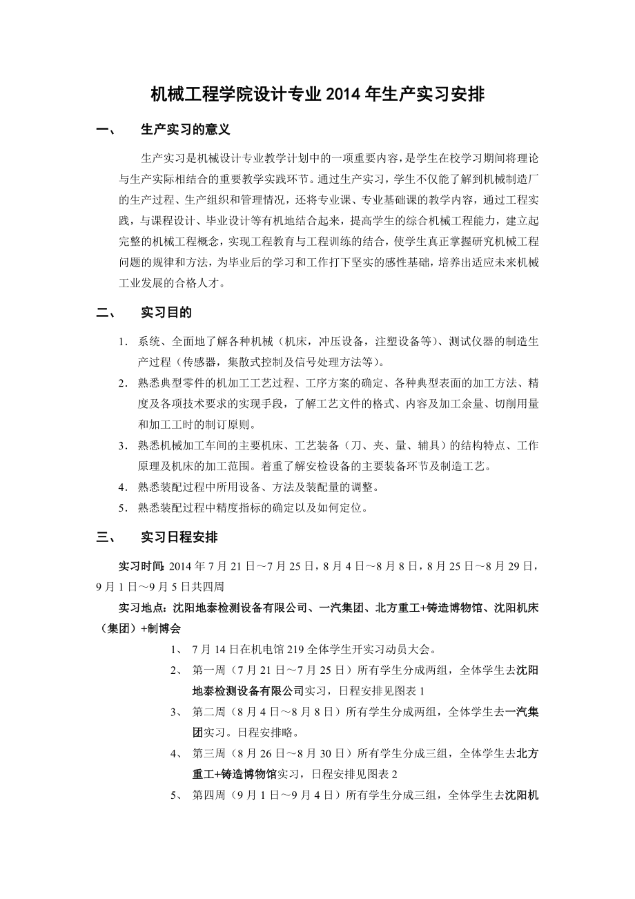 机械工程学院设计专业生产实习安排.doc_第1页