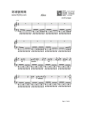 Alice（爱丽丝梦游仙境片尾曲） 钢琴谱.docx